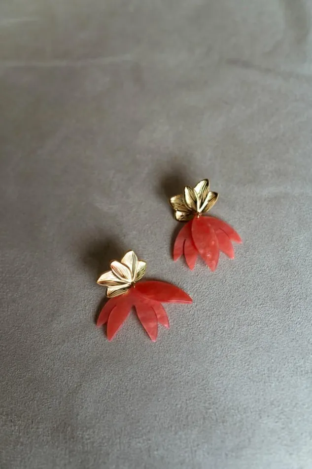 Jewelry and Accessories Earrings Easy Clothes Coral And Golden Willy Earrings Coral Jewelry and Accessories Earrings Easy Clothes Coral And Golden Willy Earrings Coral