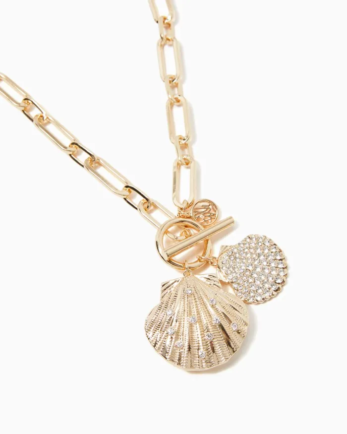 Jewelry Women Lilly Pulitzer Shells Bells Necklace Gold Metallic