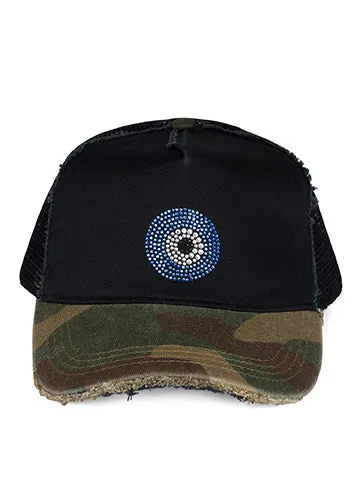 Jilly Crystal Evil Eye Black Camo Women Lauren Moshi Hats