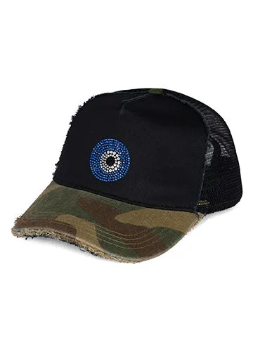 Jilly Crystal Evil Eye Black Camo Women Lauren Moshi Hats