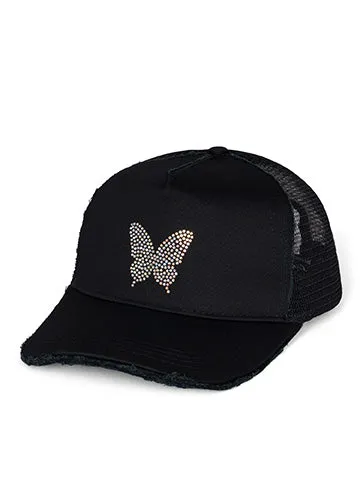 Jilly Crystal Mini Butterfly Black Women Lauren Moshi Hats