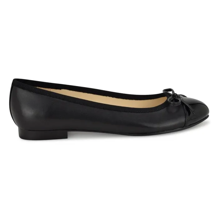 Jolee Cap Toe Ballet Flats Black Leather Women Nine West Flats