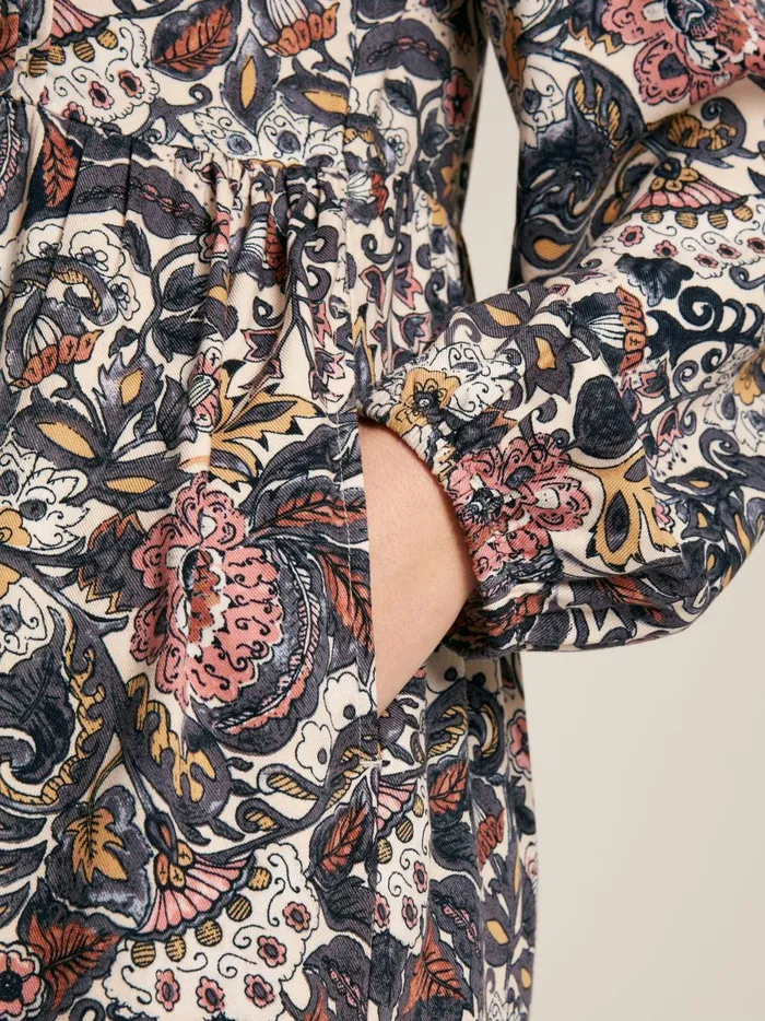 Joules Dresses Women Brown Floral Frill Neck Midi Dress