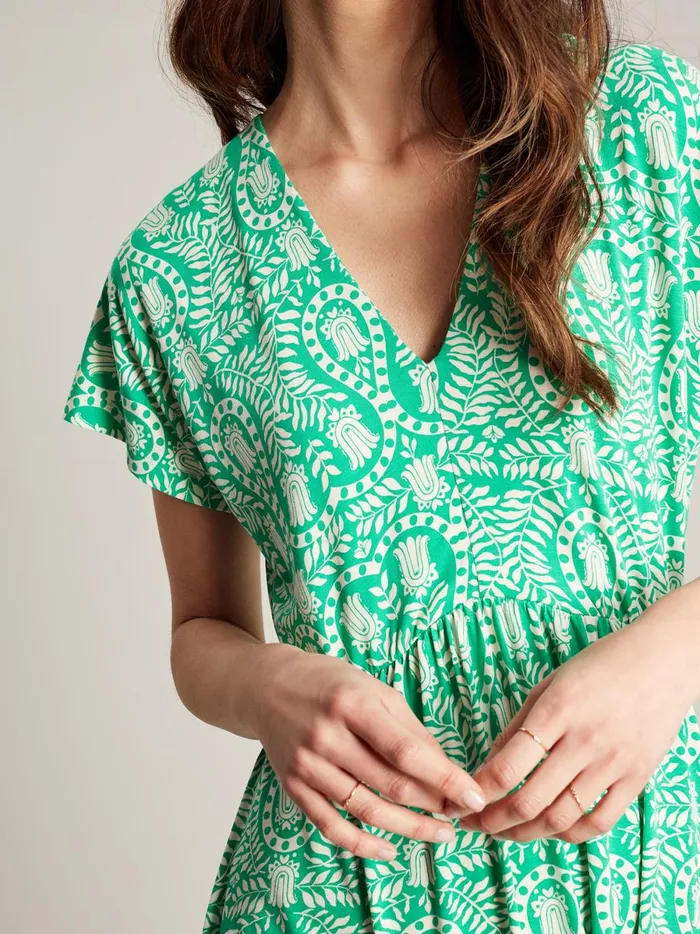 Joules Dresses Women Green Jersey VNeck Beach Dress
