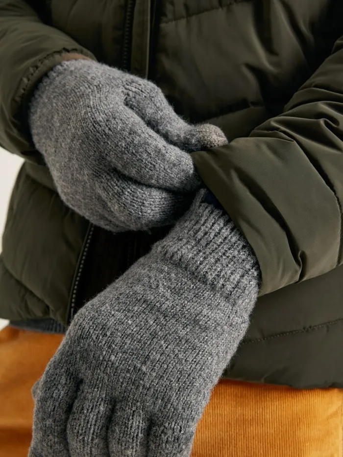 Joules Hats Gloves and Scarves Men Grey Knitted Gloves
