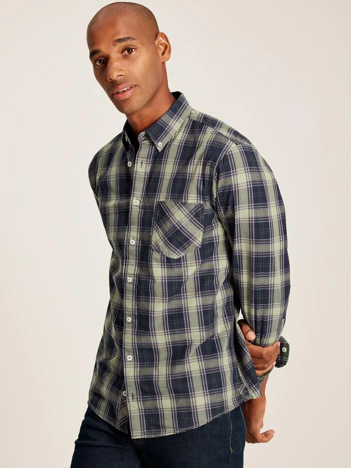 Joules Shirts Men Green Long Sleeve Cotton Poplin Shirt