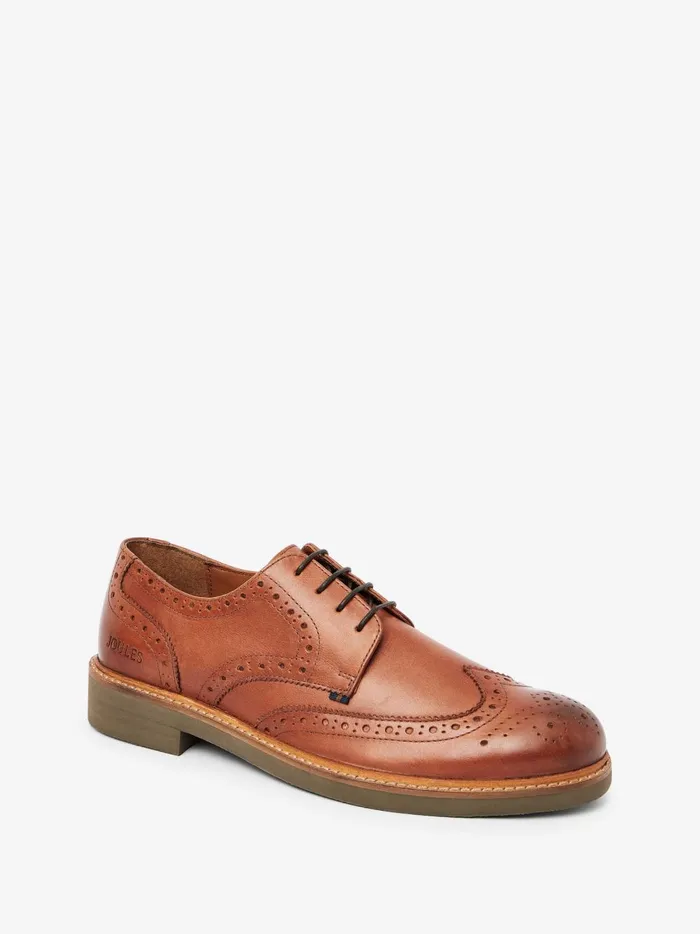 Joules Shoes Men Tan Brown Leather Brogues