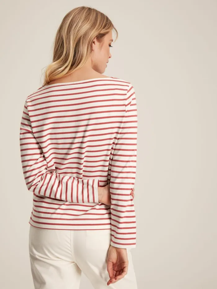Joules Tops Women Pink Striped Long Sleeve Breton Top