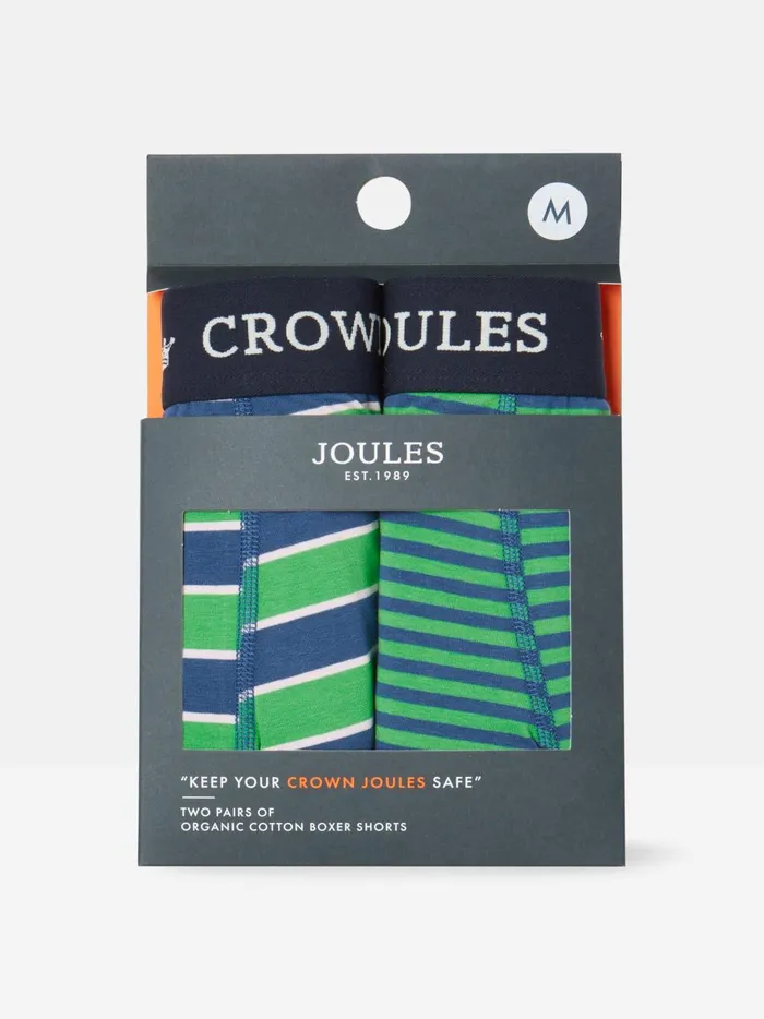 Joules Underwear Men GreenBlue Cotton Boxer Briefs 2 Pack