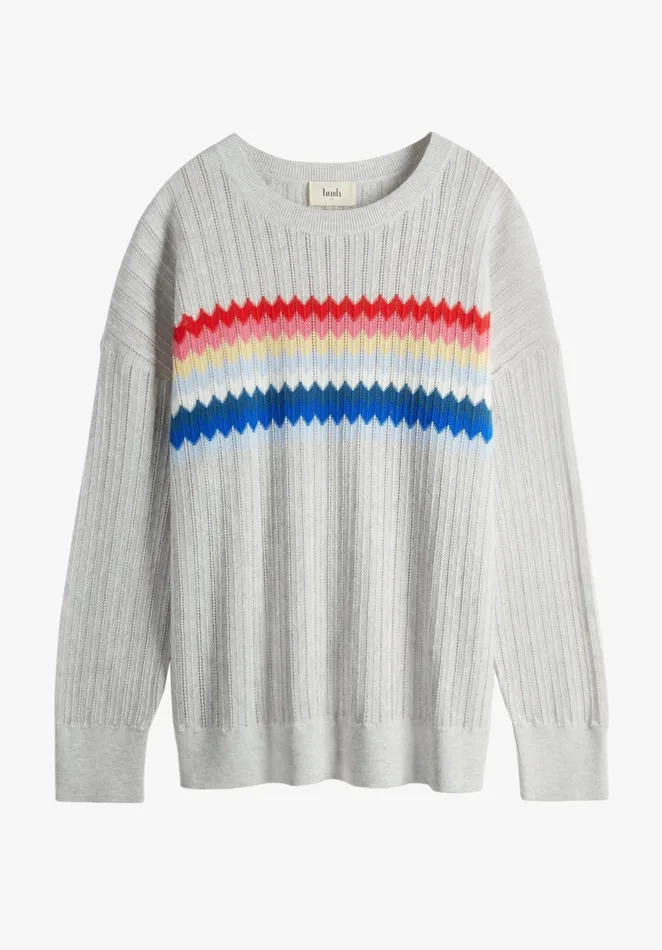 Jumpers and Cardigans Women Hush Novie Rainbow Jumper Palest Grey Marlmulti