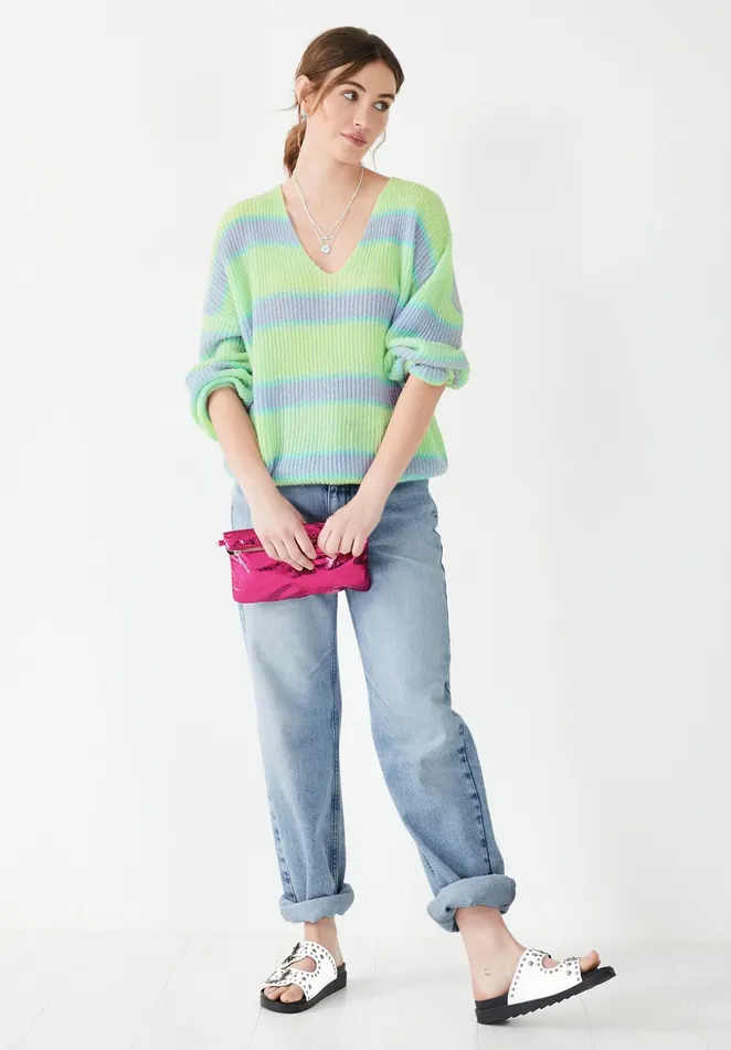 Jumpers and Cardigans Women Hush Selina Striped Jumper Summer Green Blue