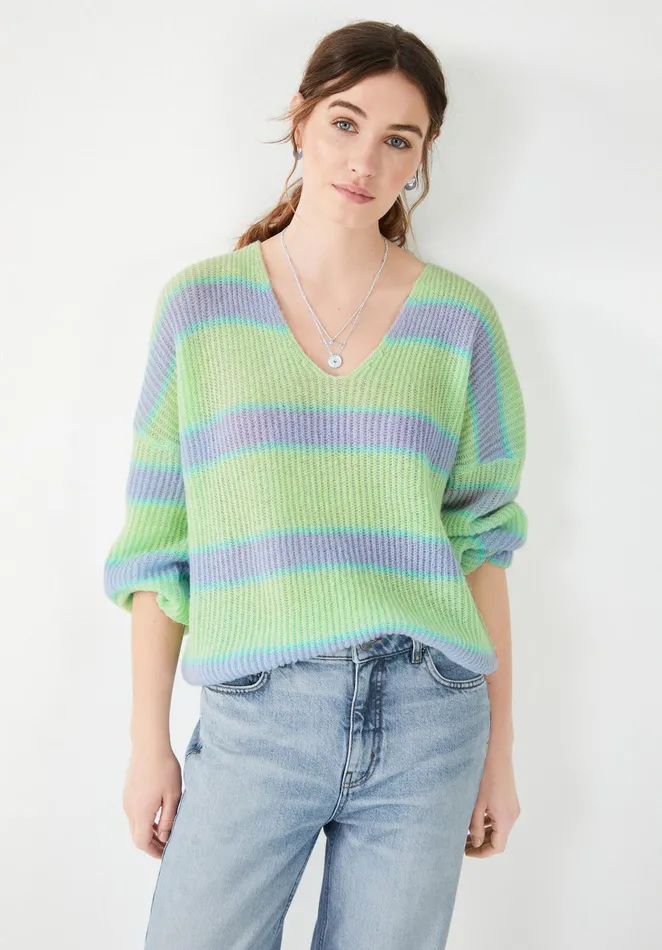Jumpers and Cardigans Women Hush Selina Striped Jumper Summer Green Blue
