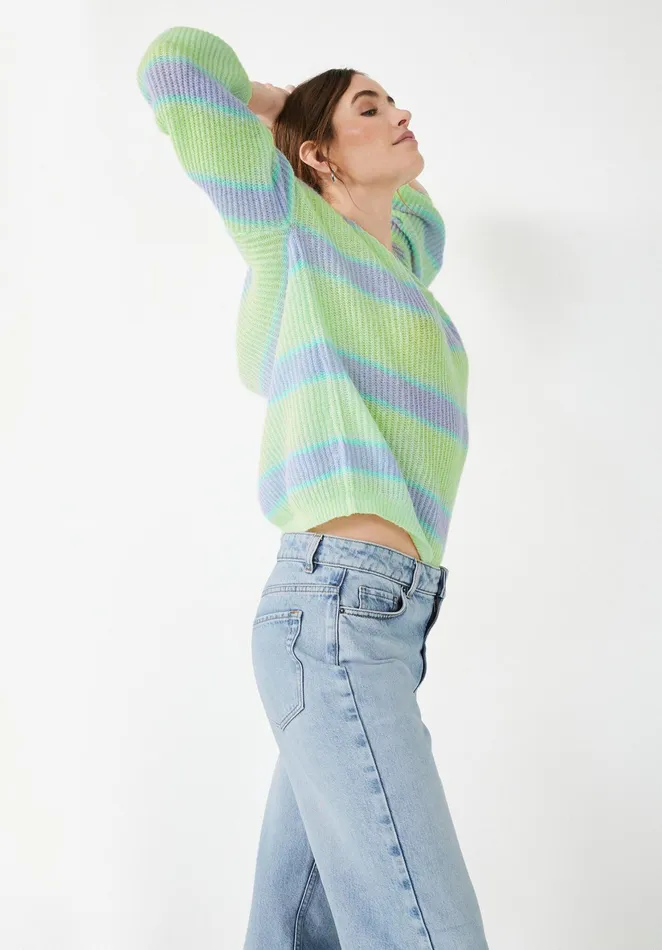 Jumpers and Cardigans Women Hush Selina Striped Jumper Summer Green Blue