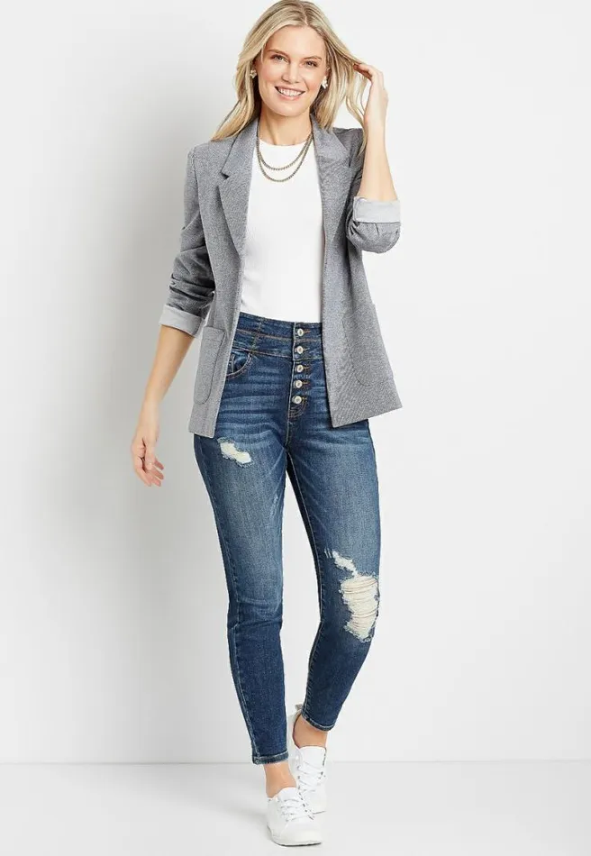 Kancan Super High Rise Dark Destructed Curvy Button Fly Skinny Jean Women Maurices Jeans Kancan Super High Rise Dark Destructed Curvy Button Fly Skinny Jean Women Maurices Jeans