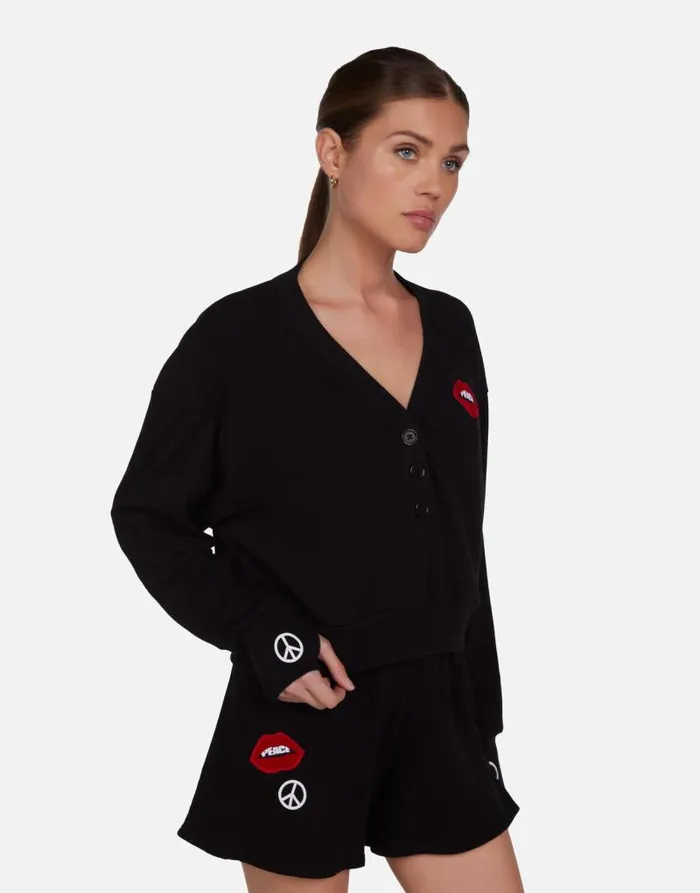 Kathryn Peace Lip Patch Black Women Lauren Moshi Long Sleeve