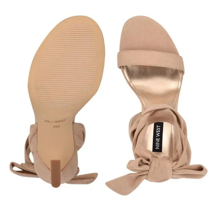 Kelsie Ankle Wrap Heeled Sandals Beige Suede Women Nine West Sandals Kelsie Ankle Wrap Heeled Sandals Beige Suede Women Nine West Sandals