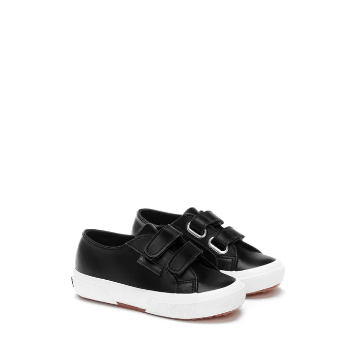 Kids Kid Unisex 2750 KIDS STRAPS VEGAN MATERIAL Sneaker BLACKWHITE Superga Low Cut