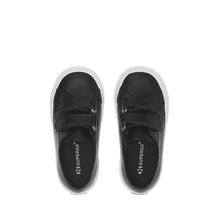 Kids Kid Unisex 2750 KIDS STRAPS VEGAN MATERIAL Sneaker BLACKWHITE Superga Low Cut