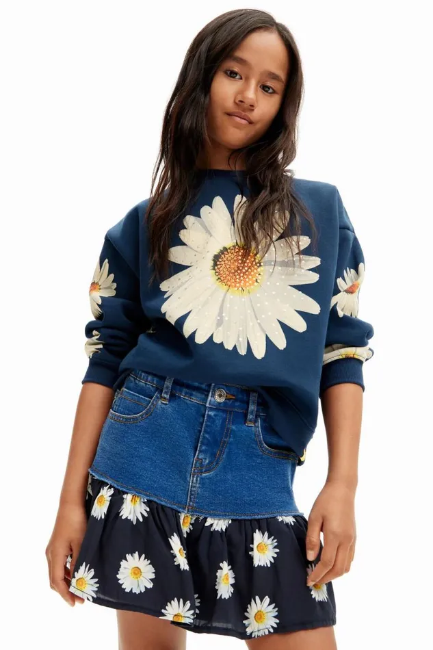 Kids Skirts And Trousers Desigual Daisy Ruffle Denim Mini Skirt