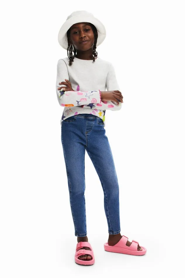 Kids Skirts And Trousers Desigual Elastic Denim Leggings