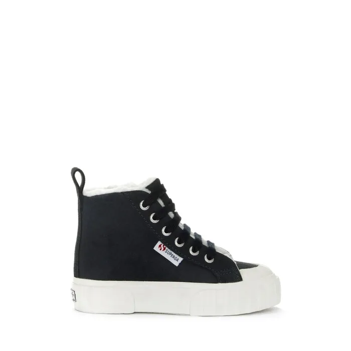 Kids Sneakers Kid Unisex 2696 KIDS STRIPE SUEDE Mid Cut BLUE GREY DKFAVORIO Superga High Top