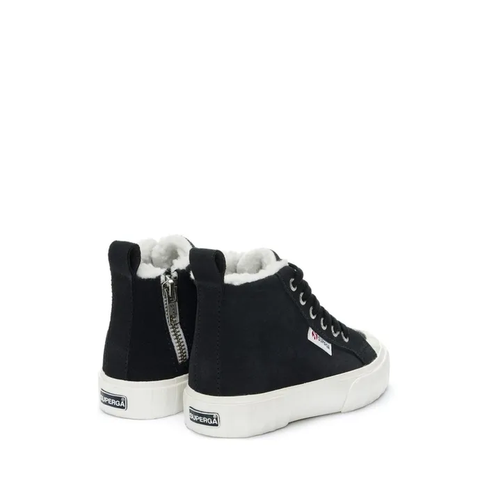 Kids Sneakers Kid Unisex 2696 KIDS STRIPE SUEDE Mid Cut BLUE GREY DKFAVORIO Superga High Top