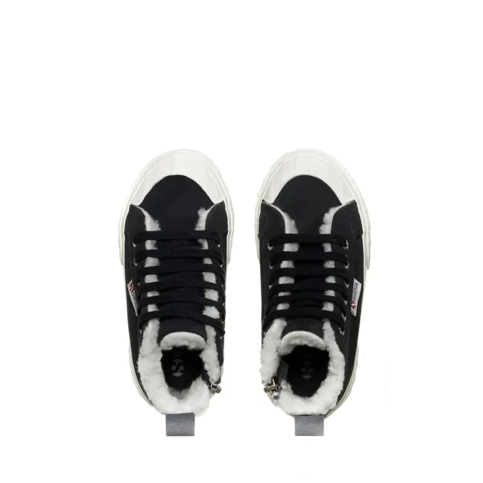 Kids Sneakers Kid Unisex 2696 KIDS STRIPE SUEDE Mid Cut BLUE GREY DKFAVORIO Superga High Top