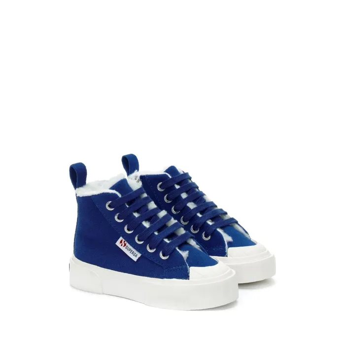 Kids Sneakers Kid Unisex 2696 KIDS STRIPE SUEDE Mid Cut BLUE ROYALFAVORIO Superga High Top