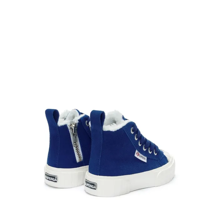 Kids Sneakers Kid Unisex 2696 KIDS STRIPE SUEDE Mid Cut BLUE ROYALFAVORIO Superga High Top