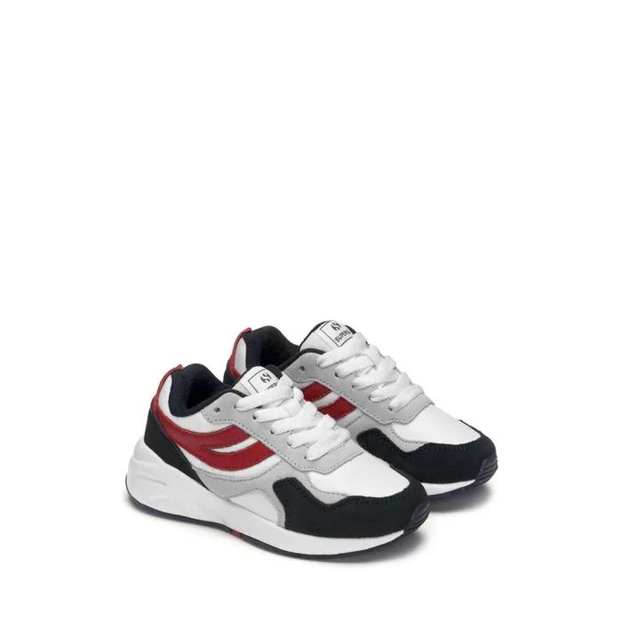Kids Sneakers Kid Unisex 4073 KIDS TRAINING POLY SUEDE Low Cut BLUE NAVYREDGREY SILVER Superga Low Cut