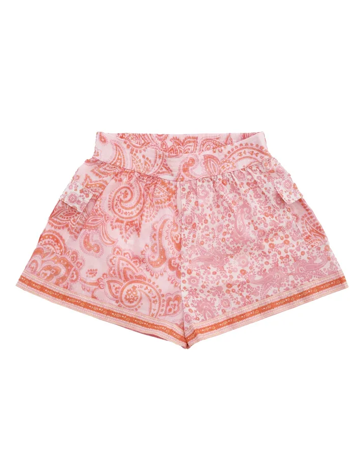 Kids Zimmermann Clothing Ottie Pocket Short Pink Paisley