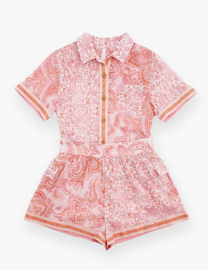 Kids Zimmermann Clothing Ottie Pocket Short Pink Paisley