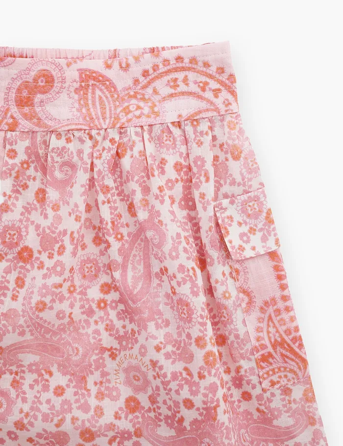Kids Zimmermann Clothing Ottie Pocket Short Pink Paisley