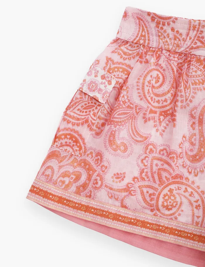 Kids Zimmermann Clothing Ottie Pocket Short Pink Paisley