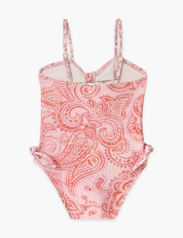 Kids Zimmermann Swimwear Ottie Tie Front 1pc Pink Paisley