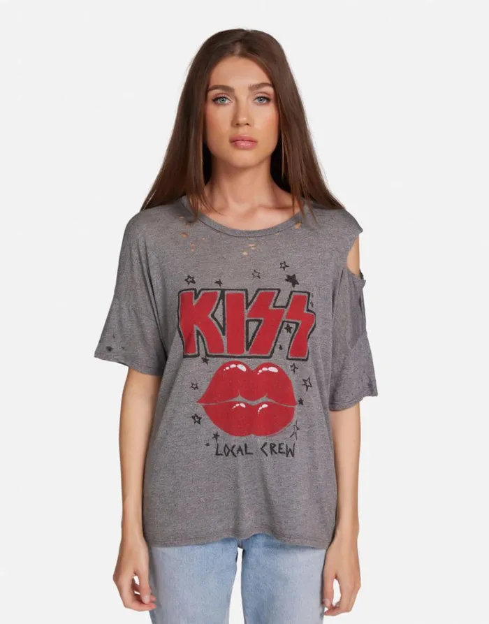 Kierstyn KISS Local Crew Heather Grey Women Lauren Moshi Short Sleeve