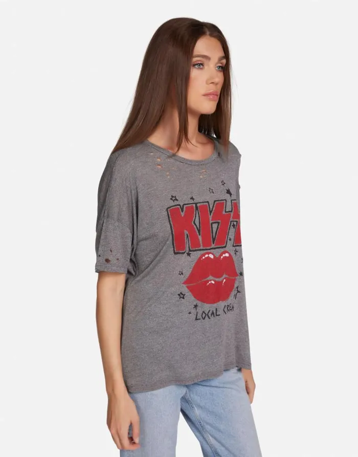 Kierstyn KISS Local Crew Heather Grey Women Lauren Moshi Short Sleeve