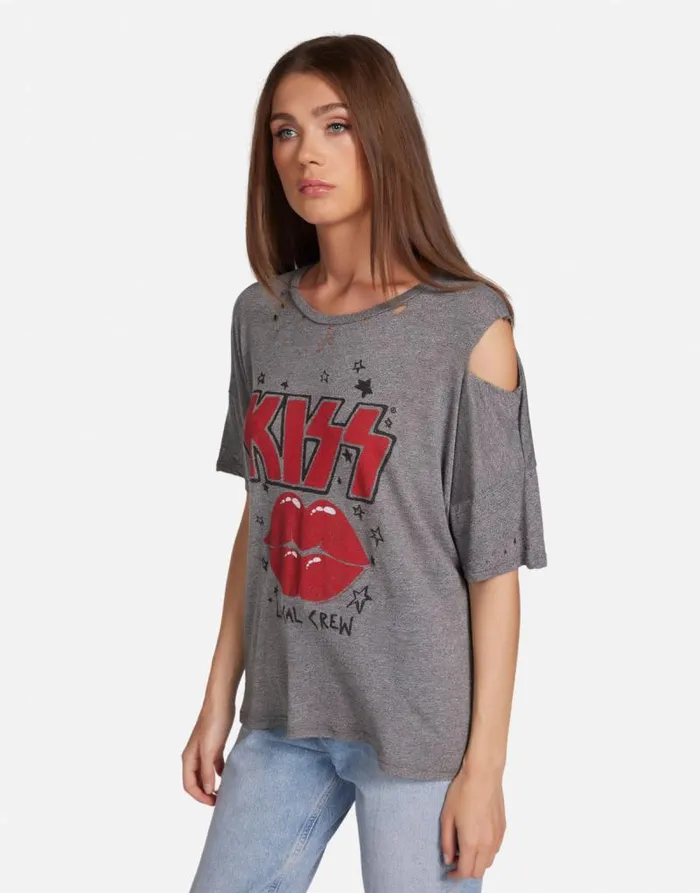Kierstyn KISS Local Crew Heather Grey Women Lauren Moshi Short Sleeve