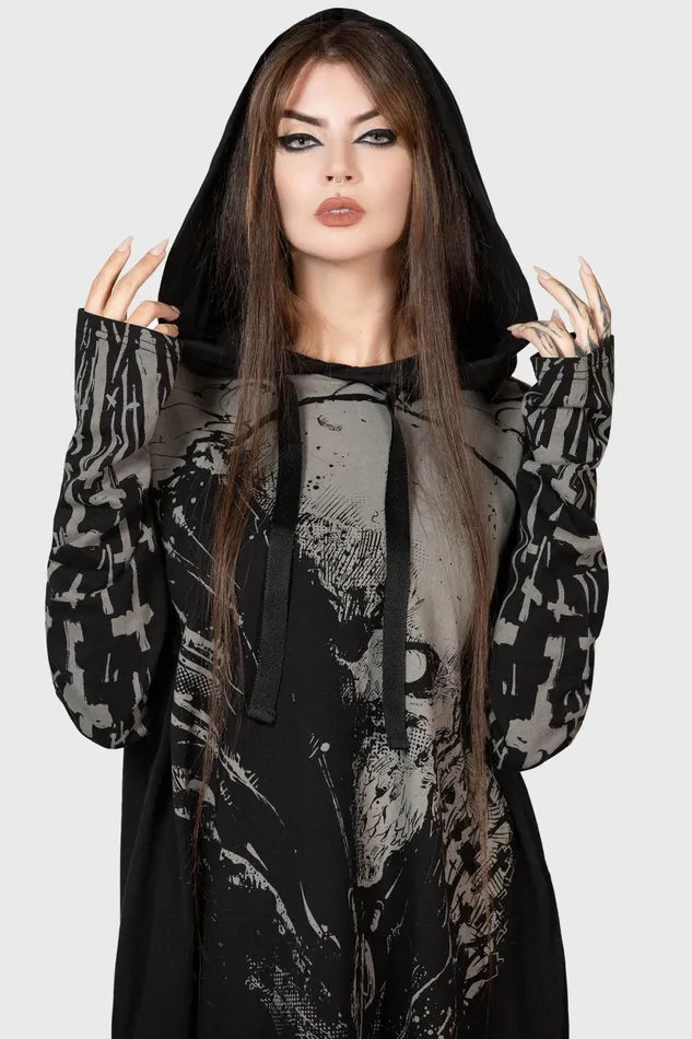 Killstar Hoodies Women Cross The Bear Longline Hoodie