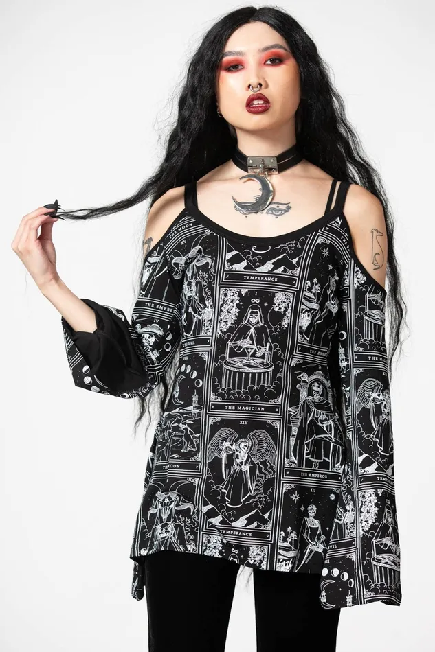 Killstar Long Sleeves Women Destiny ColdShoulder Top
