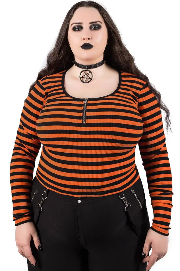 Killstar Long Sleeves Women Izora Ribbed Top PUMPKIN