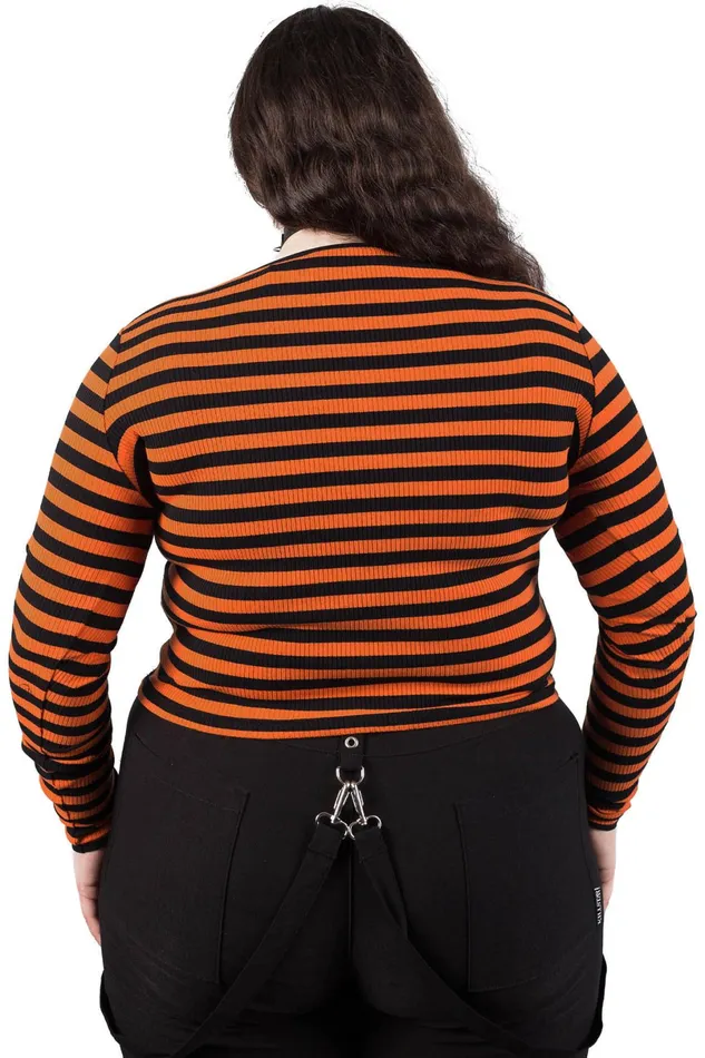 Killstar Long Sleeves Women Izora Ribbed Top PUMPKIN