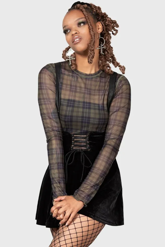 Killstar Long Sleeves Women Moss Cover Mesh Top