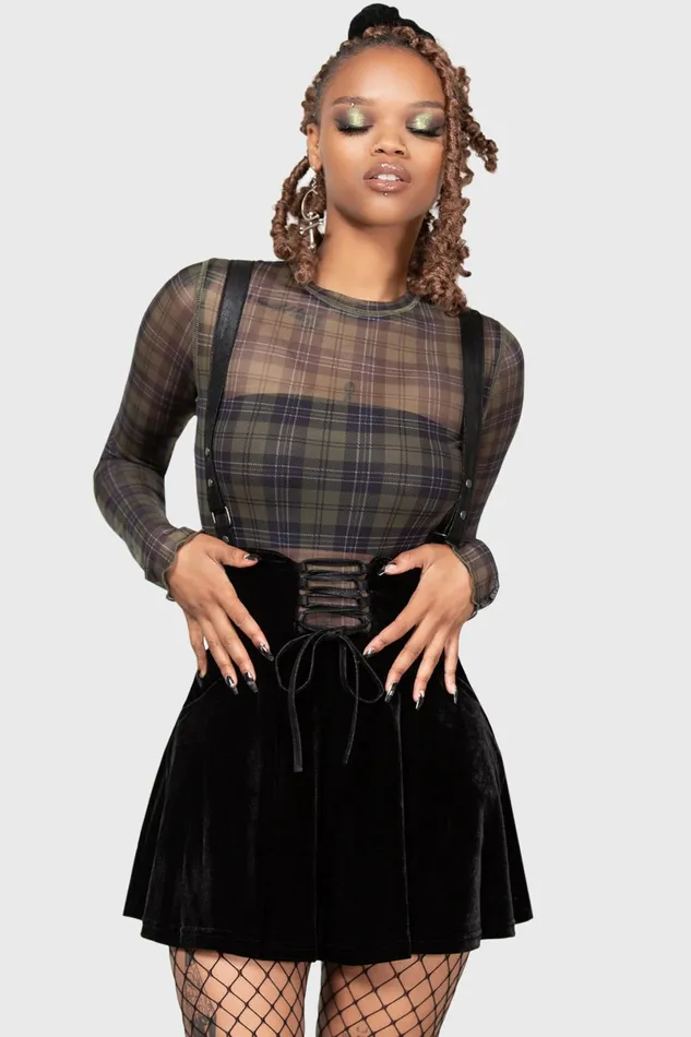 Killstar Long Sleeves Women Moss Cover Mesh Top