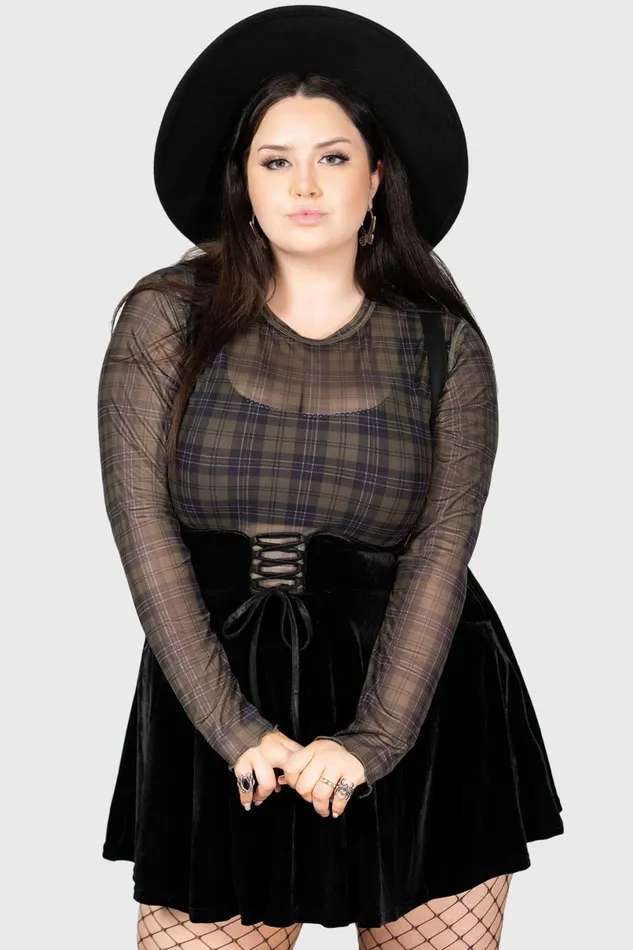 Killstar Long Sleeves Women Moss Cover Mesh Top