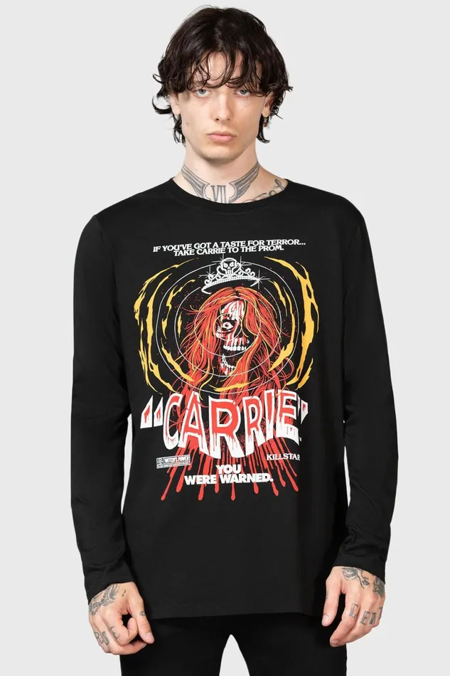 Killstar Long Sleeves Women Warned Long Sleeve Top