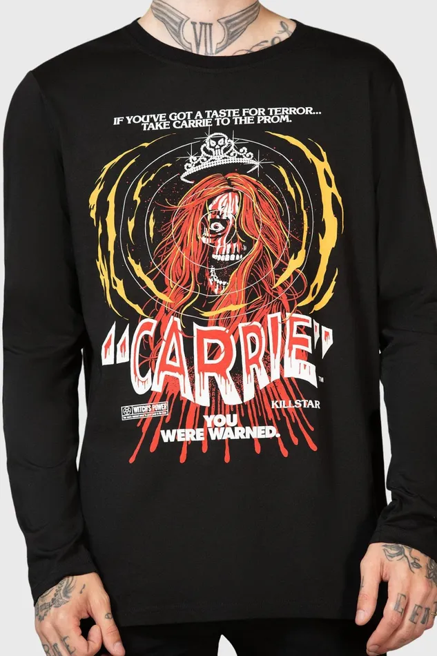 Killstar Long Sleeves Women Warned Long Sleeve Top