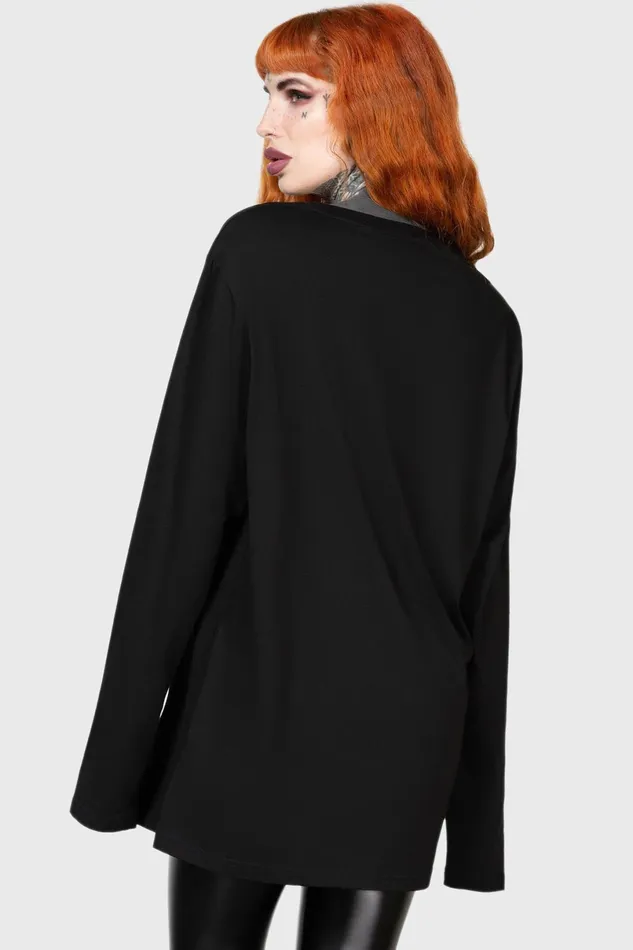 Killstar Long Sleeves Women Warned Long Sleeve Top