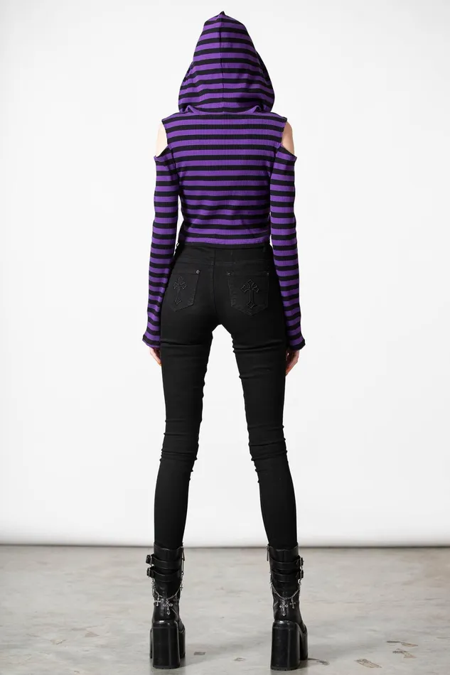 Killstar Long Sleeves Women Zephyr Hooded Top PURPLE