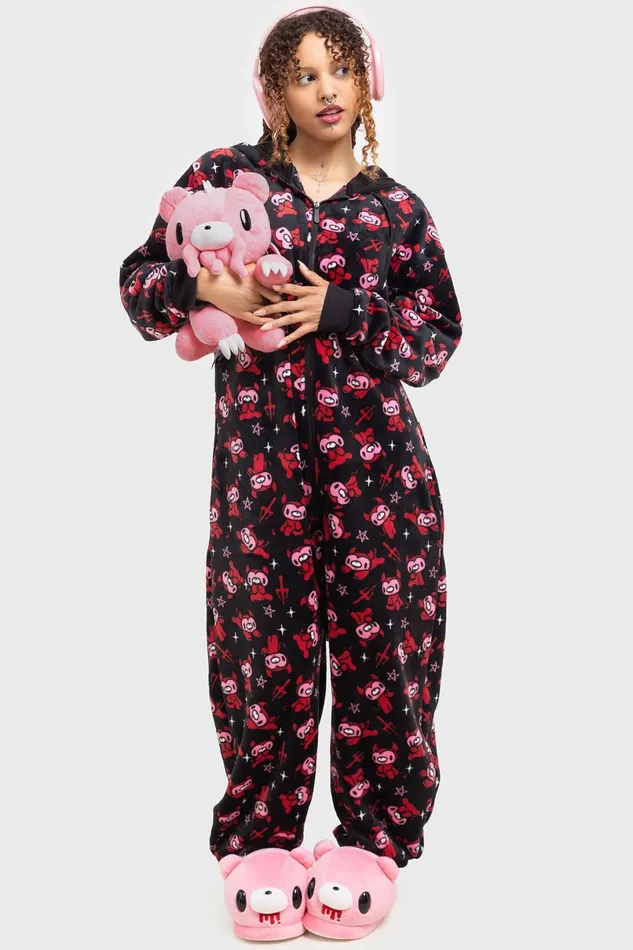 Killstar Loungewear Women Gloomy Horns Fleece Onesie